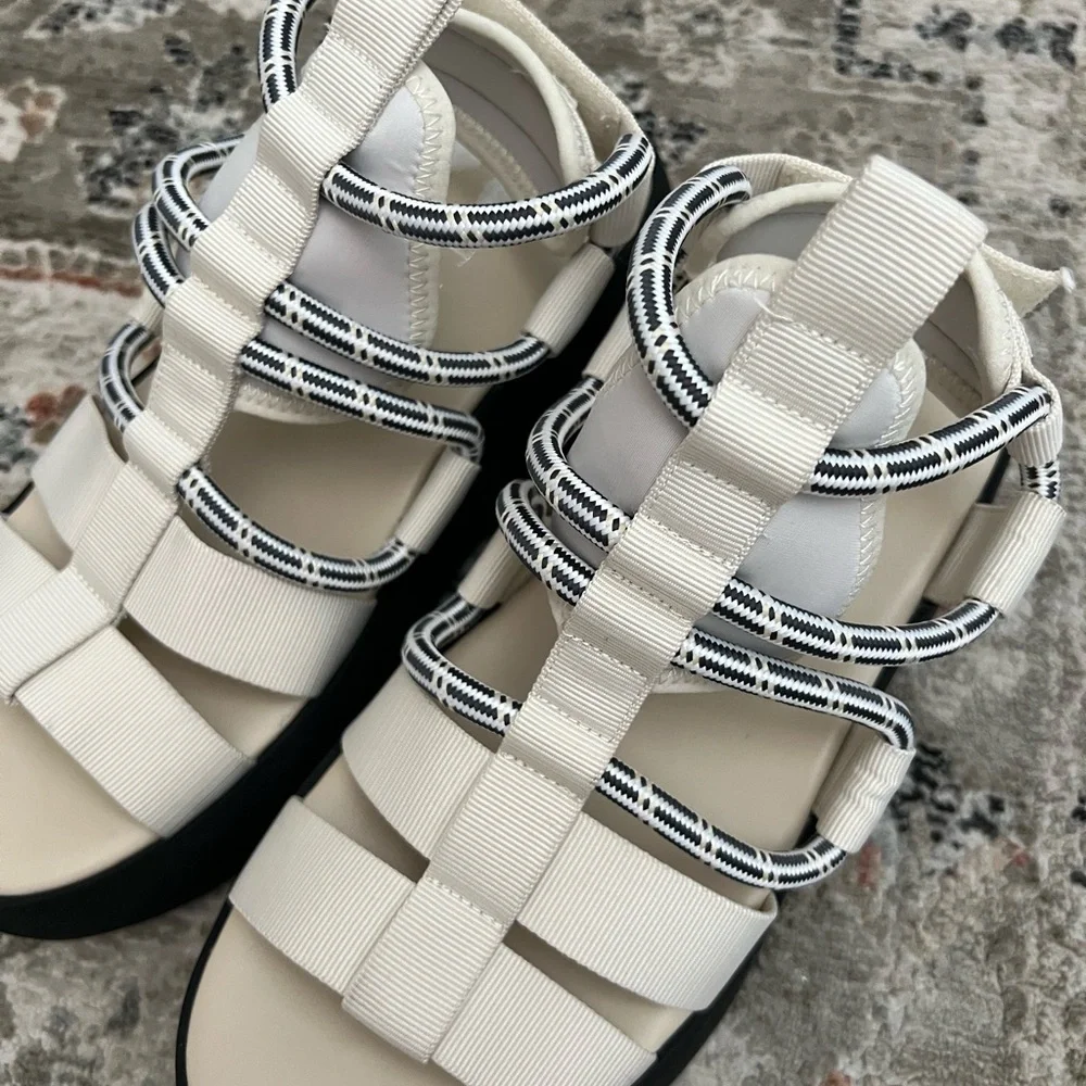 Anthropology Silent D Platform Sport Sandal in Cream and Black